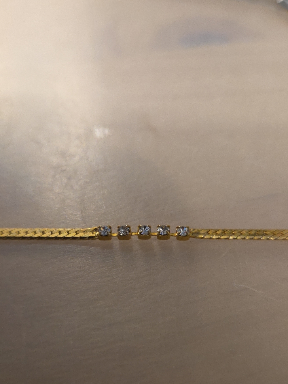 Vintage 14K Gold Plated Clear Rhinestone Tennis Bracelet Korea